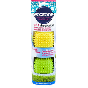 Ecozone Dryer Cubes, Tumble Dryer Balls - new softer material with variable node design. Pack of 2