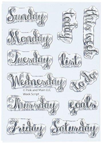 Pink & Main PM0139  Week Script Clear Stamp, 3" x 4"