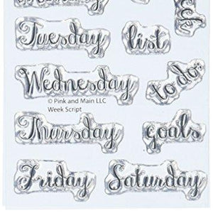 Pink & Main PM0139  Week Script Clear Stamp, 3" x 4"