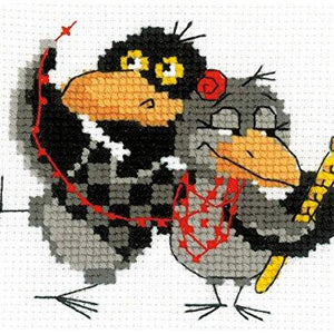 RIOLIS 10 Count Two Ravens Counted Cross Stitch Kit, 6.25 x 5"