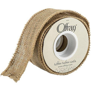 Offray Wired Edge Burlap Craft Ribbon, 1 1/2-Inch x 9-Feet, Natural