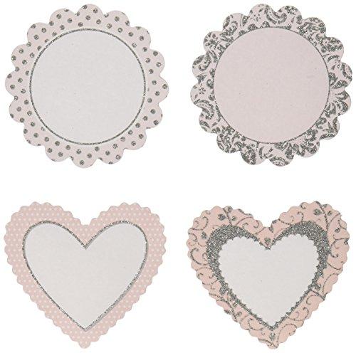 Ruby Rock-It Wedding Tokens Foiled Cardstock Die Cuts, 3-Inch, Pink/White/Silver, 15-Pack