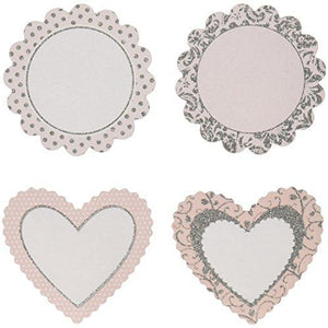 Ruby Rock-It Wedding Tokens Foiled Cardstock Die Cuts, 3-Inch, Pink/White/Silver, 15-Pack