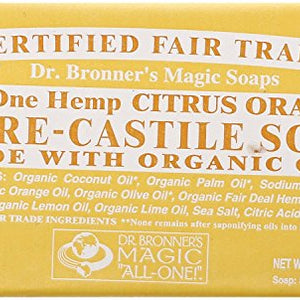 DR BRONNER`S PURE CASTILE SOAP BAR 140g - CITRUS (3 PACK)