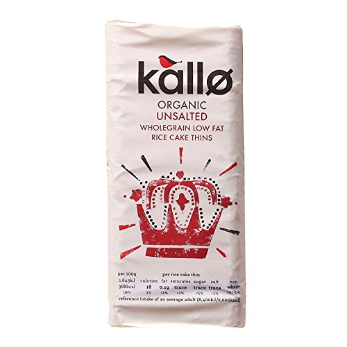 Kallo Organic Unsalted Thin Wholegrain Rice Cake, 130 g