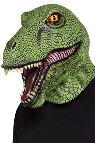 Smiffy's 48960 Dinosaur Latex Mask, Unisex-Adult, Green, One Size