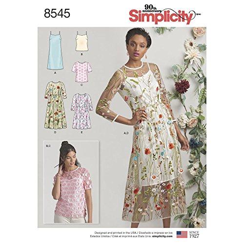 Simplicity Pattern 8545 D5 Misses' and Miss Petite Dress and Top With Sheer Overlay, Size 4-12