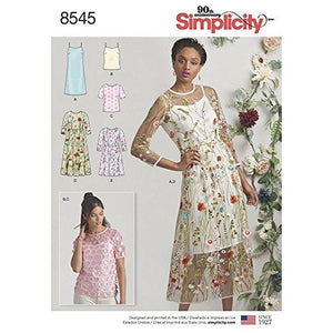 Simplicity Pattern 8545 D5 Misses' and Miss Petite Dress and Top With Sheer Overlay, Size 4-12