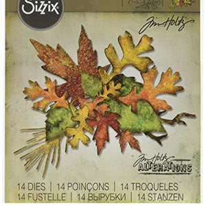 Sizzix 660955 Thinlits Die Set, Fall Foliage by Tim Holtz, 14/Pack