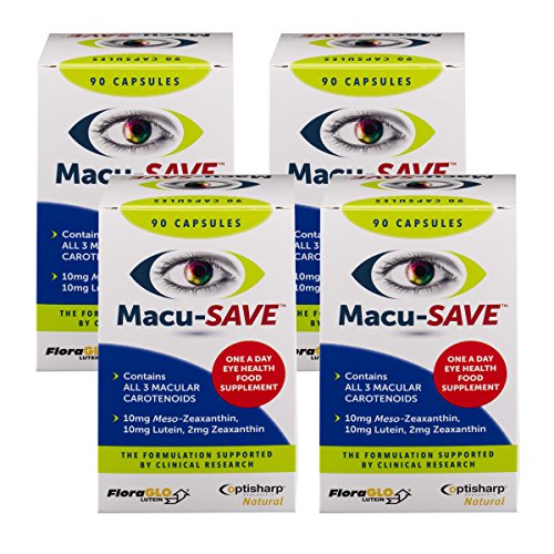 Macu-SAVE Eye Supplement for Macular Health with Meso-Zeaxanthin/Lutein and Zeaxanthin - Pack of 4 X 90 Capsules