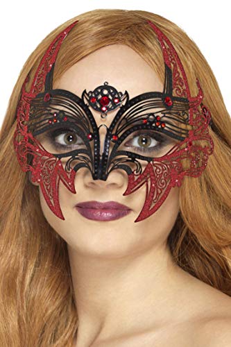 Smiffys 45034 metal Filigree Devil Eyemask, Black & Red, One Size