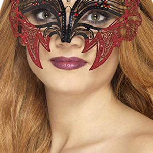 Smiffys 45034 metal Filigree Devil Eyemask, Black & Red, One Size