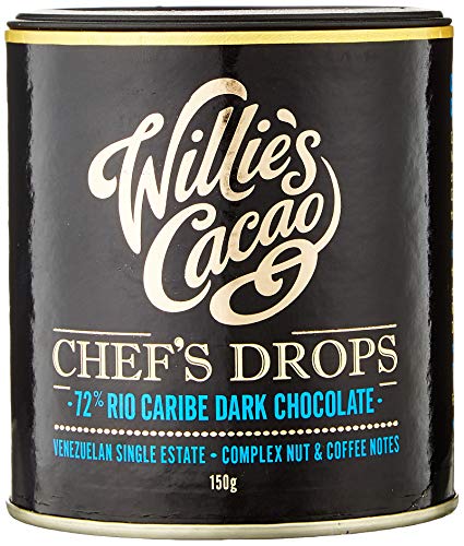 Willies Cacao Chef's Drops 72 Percentage Rio Caribe Dark Chocolate Bar , 150g