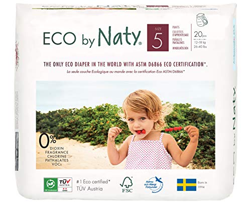 Naty by Nature Babycare Size 5 (12-18 kg or 26-40 lbs) Eco Pull-On Training Pants - 1 x Pack of 20 (20 Pants)