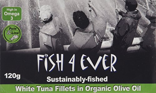 Fish 4 Ever White Tuna Fish in Organic Olive Oil 120 g (Pack of 5)