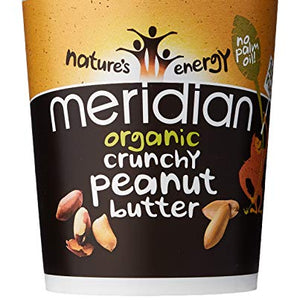 MERIDIAN FOODS - No GM Soya Organic Peanut Butter Crunchy 100% Nuts 454g (PACK OF 1)