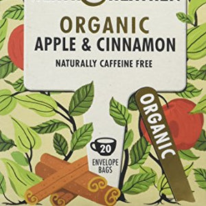 Heath & Heather Organic Apple and Cinnamon Teabags (Pack of 6, Total 120)