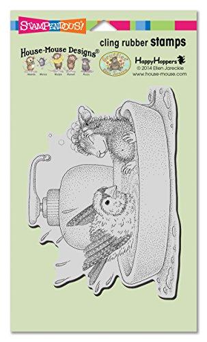 STAMPENDOUS House Mouse Cling Rubber Stamp, Bird Bath