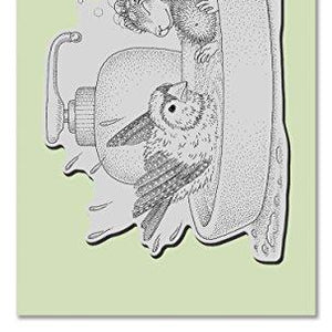 STAMPENDOUS House Mouse Cling Rubber Stamp, Bird Bath