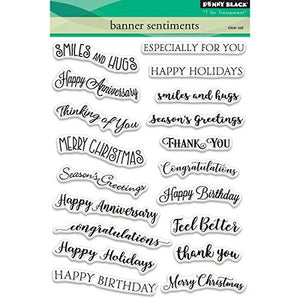 Penny Black 30-423 Clear Stamps 5"X7"-Banner Sentiments