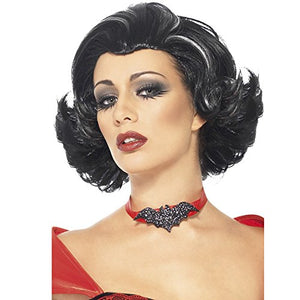 Smiffys Bijou Boudoir Vampiress Wig with White Streaks - Black