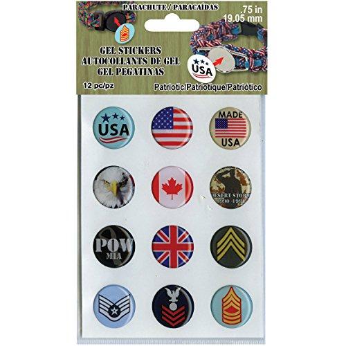 Pepperell .75" Gel Stickers For Paracord Charms & Buckles 12/Pkg-Patriotic