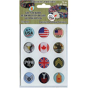 Pepperell .75" Gel Stickers For Paracord Charms & Buckles 12/Pkg-Patriotic