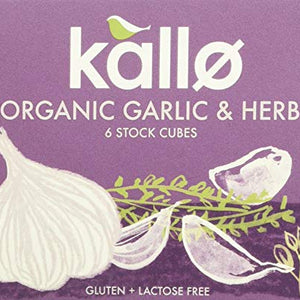 Kallo Organic Garlic and Herb Stock Cubes, 6 x 66g (Pack of 15)