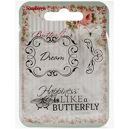 Scrapberry's 7x7cm Unmounted Clear Stamp Set - Butterflies: Happiness