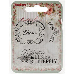 Scrapberry's 7x7cm Unmounted Clear Stamp Set - Butterflies: Happiness