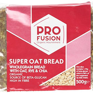Profusion Organic Rye and Chia Beta Glucan Cholesterol Reducing Super Oat Bread 500g (Pack of 4)
