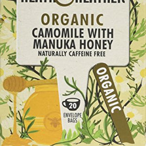 Heath & Heather Organic Camomile and Manuka Honey Teabags (Pack of 6, Total 120)