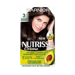Garnier Nutrisse Permanent Hair Dye, 3 Darkest Brown, Pack of 3