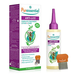 Puressentiel Anti-Lice Treatment Lotion and Comb 100 ml - head lice lotion, 100% natural origin, proven efficacy in 10 minutes, micro-grooved comb included