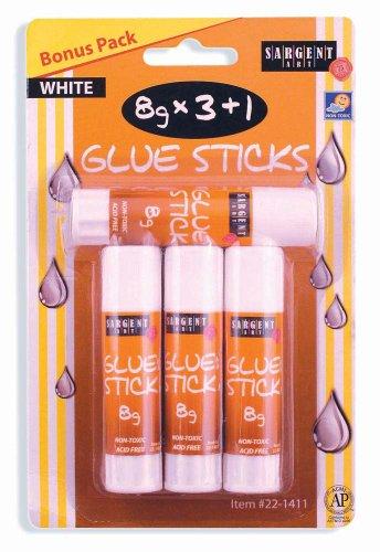 Sargent Art 22-1411 8-Gram Glue Sticks, 3-Count and 1 White Glue Stick