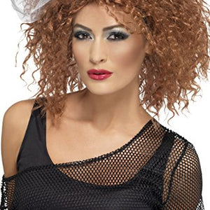 Smiffys 80's Wild Child Wig Curly with Bow - Brown