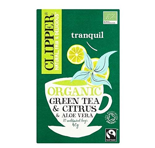 Clipper Organic Green Tea with Aloe Vera 20 Teabags (Pack of 6, Total 120 Teabags)