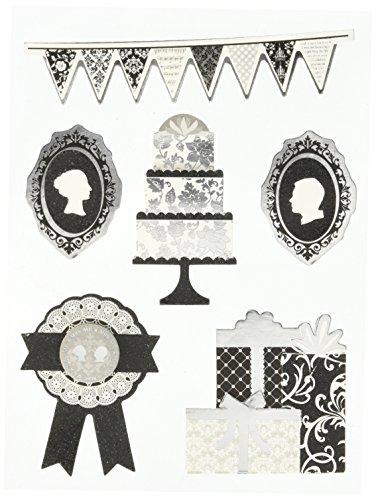 Ruby Rock-It Bella Wedding Glitter and Foil 3D Stickers, Cake, Black/White