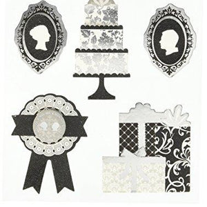 Ruby Rock-It Bella Wedding Glitter and Foil 3D Stickers, Cake, Black/White