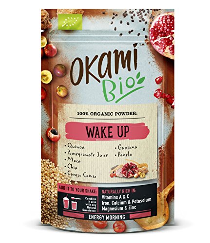 Okami Bio ''Wake up'' Superfood Powder Blends. Organic Vegan Blend of Quinoa, Pomegranate, Maca, Chia, Camu Camu and Guarana. All The Nutrients to give You The Perfect Start into Your Day.