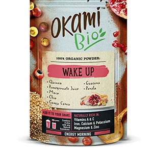 Okami Bio ''Wake up'' Superfood Powder Blends. Organic Vegan Blend of Quinoa, Pomegranate, Maca, Chia, Camu Camu and Guarana. All The Nutrients to give You The Perfect Start into Your Day.