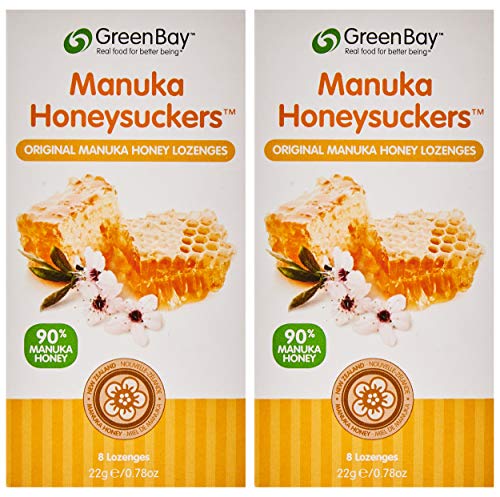 Green Bay 12+ Active Manuka Honeysuckers Pure Organic Honey 8 Lozenges 22 g (Pack of 2)