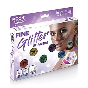 Fine Glitter Shakers by Moon Glitter – 100% Cosmetic Festival Glitter for Face, Body, Nails, Hair and Lips - 5g - Boxset