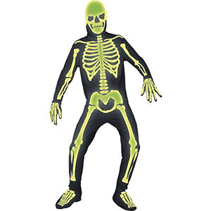 Smiffys Adult men's Graveyard Bones Costume, Jumpsuit, Hood, Gloves and Bootcovers, Gothic Manor, Halloween, Size M, 36124