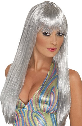 Smiffys Glitter Disco Wig - Silver