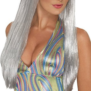 Smiffys Glitter Disco Wig - Silver
