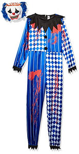 Smiffys Tween Boy's Deluxe Sinister Clown Costume, Jumpsuit, Foam Mask with Hair Attached, Serious Fun, Size Tween, 44327