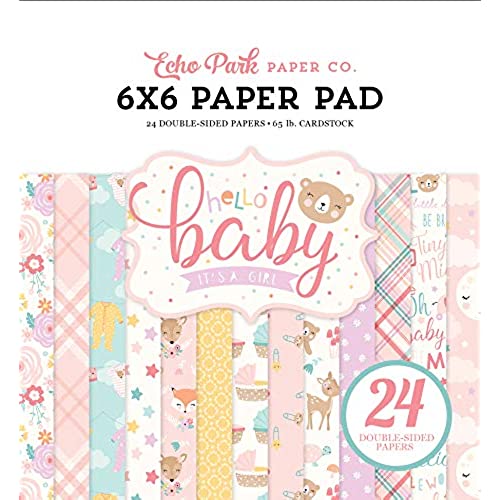 Echo Park Double-Sided Paper Pad 6"X6" 24/Pkg-Hello Baby Girl, 12 Designs/2 Each