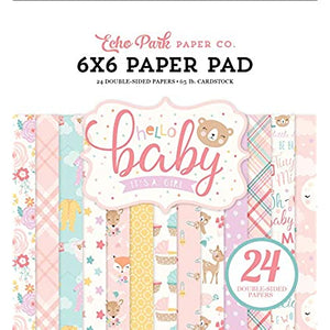 Echo Park Double-Sided Paper Pad 6"X6" 24/Pkg-Hello Baby Girl, 12 Designs/2 Each