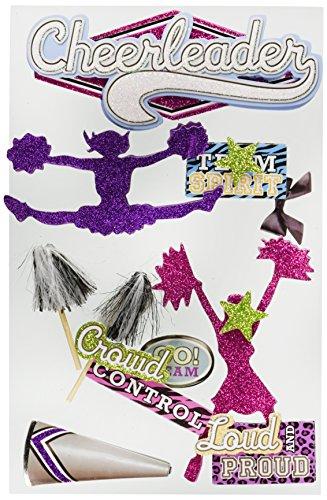 Paper House Productions STDM-0125 3D Sticker 4.5" x 7" Sheet, Cheerleader